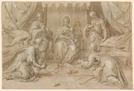 The Madonna Enthroned with Saint John the Baptist and Saint John the Evangelist, by Hans von Aachen