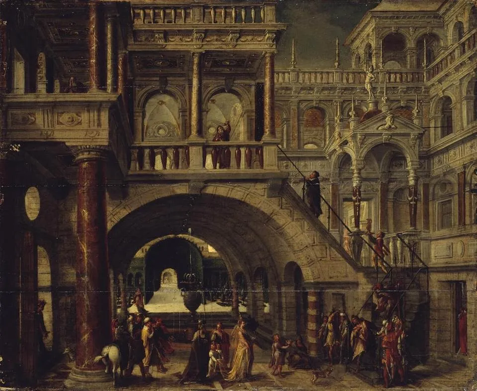 Architectural Landscape, by Hans Vredeman de Vries, oil, 1550