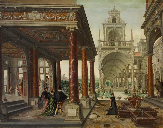 Love garden with elegant figures, by Hans Vredeman de Vries