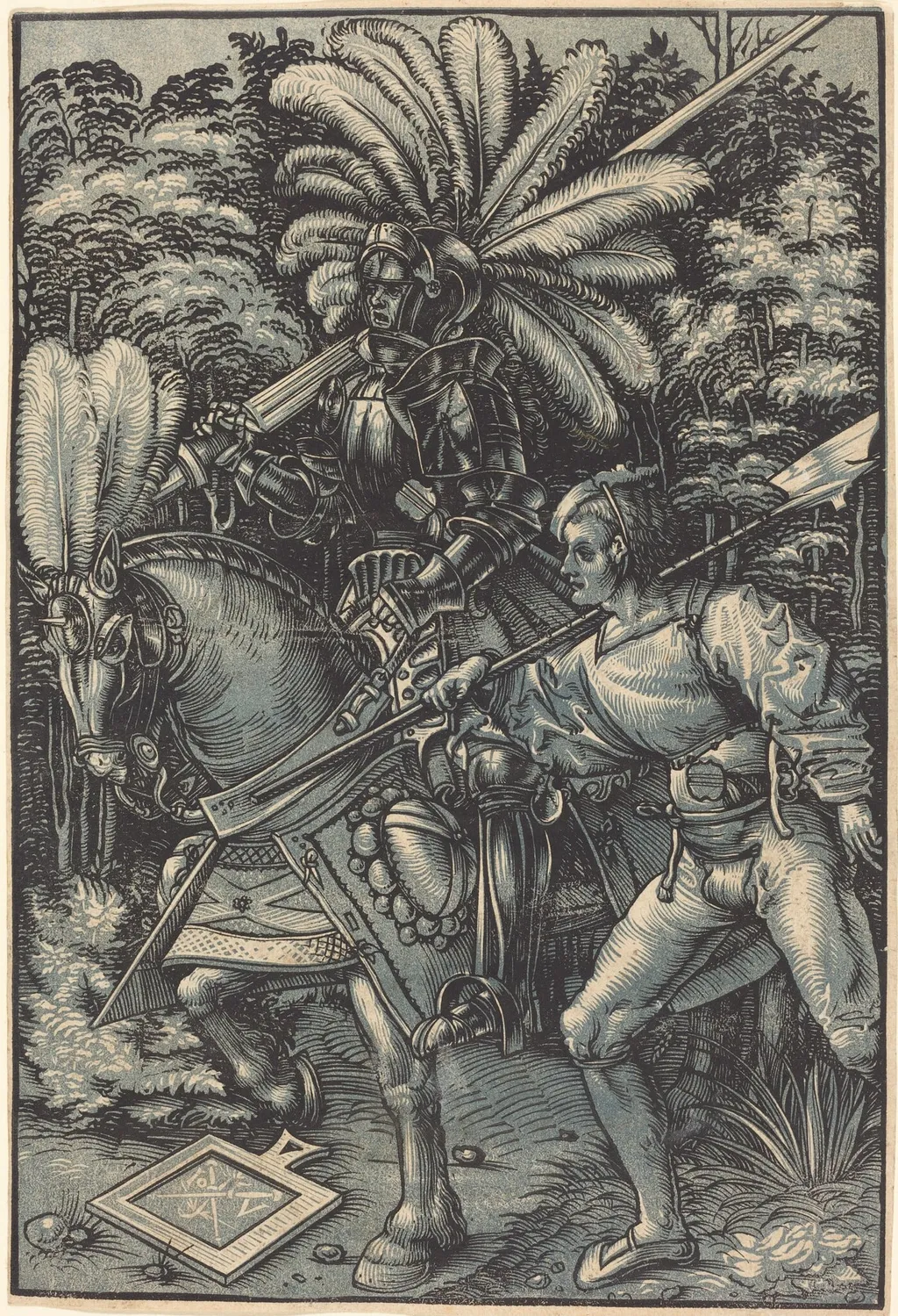 Knight and the Servant, by Hans Wechtlin I, ink, 1518