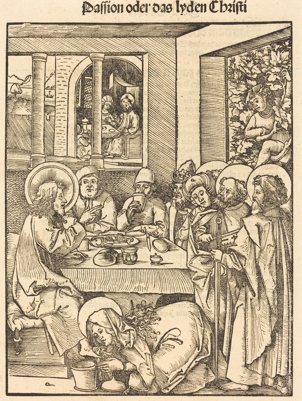 Mary Magdalen Washing Feet of Christ, by Hans Wechtlin I, ink, 1503