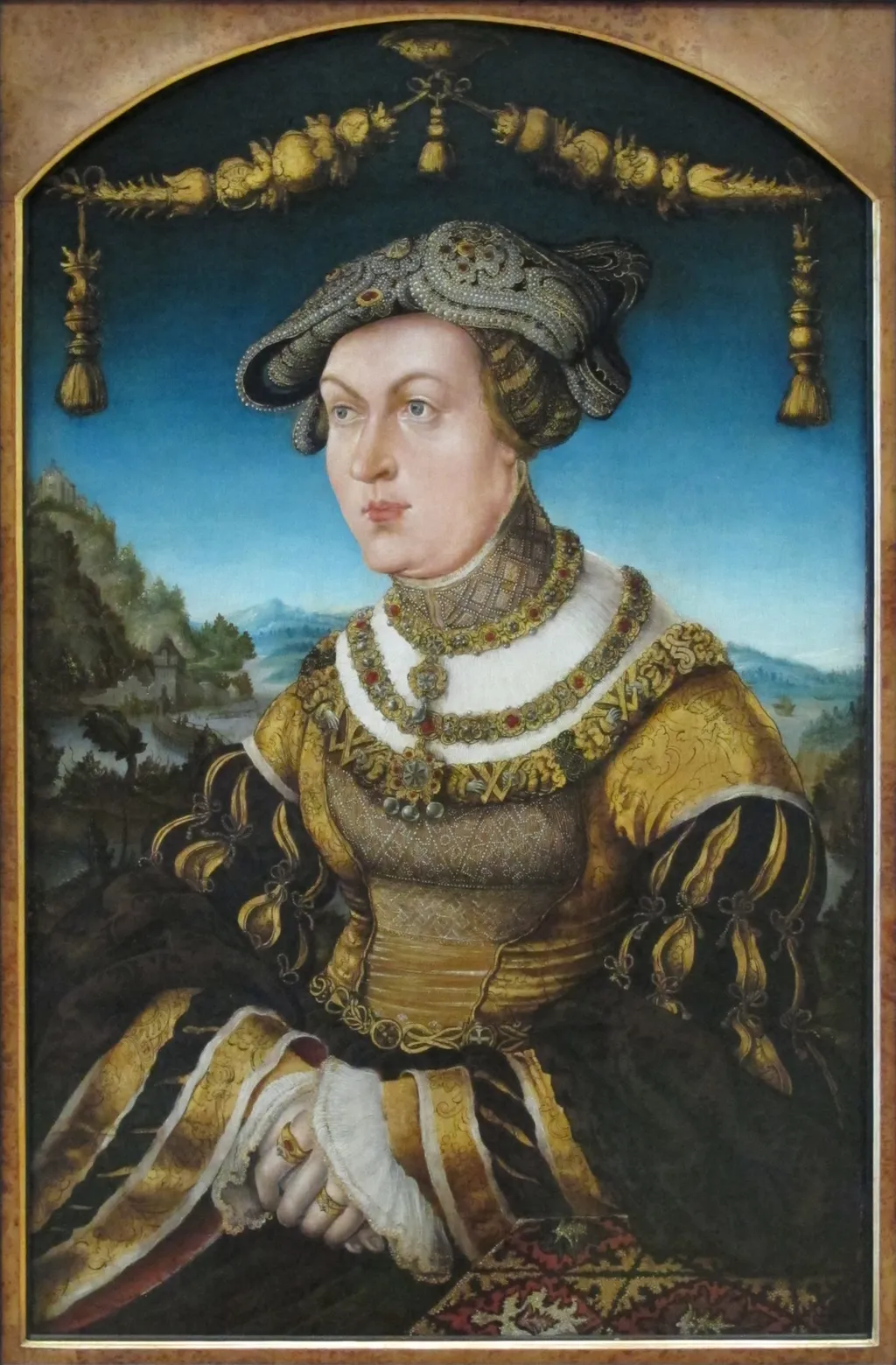 Portrait of Marie Jakobäa of Baden-Sponheim., by Hans Wertinger, wood, 1526