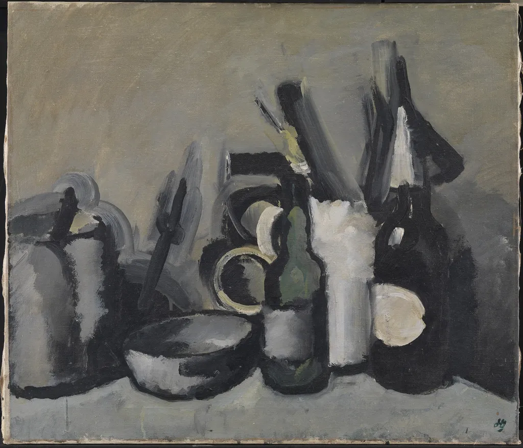 Still Life with Bottle, by Harald Giersing, oil, 1923