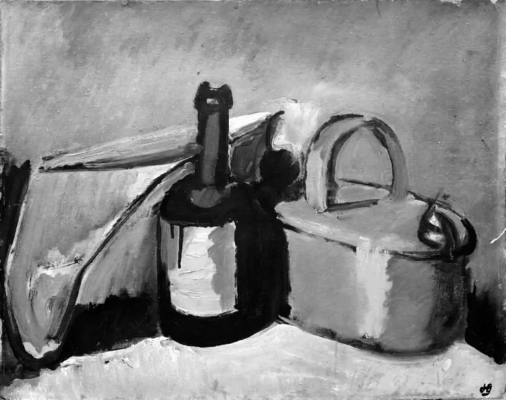 Still Life with Bottle and Lunch Box, by Harald Giersing, unspecified, 1922