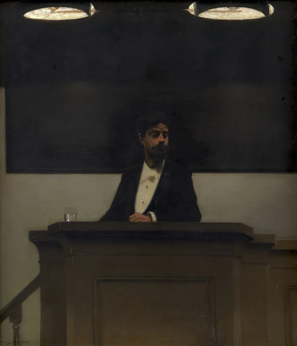 Georg Brandes at the University of Copenhagen, by Harald Slott-Møller, unspecified, 1895