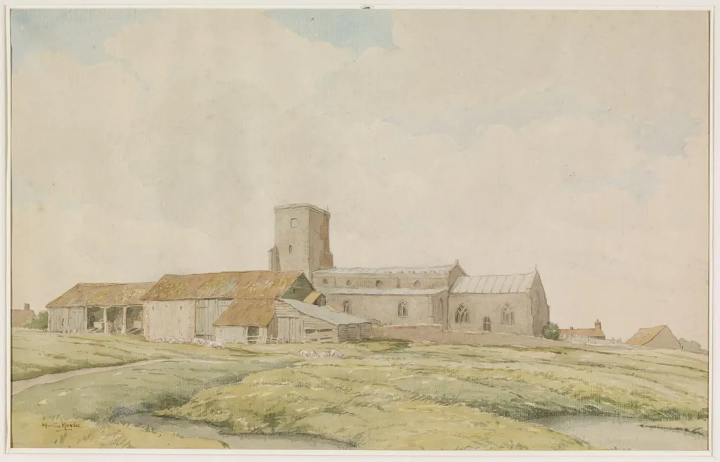 All Saints' Church, Morston, by Hardie, watercolor, 1940
