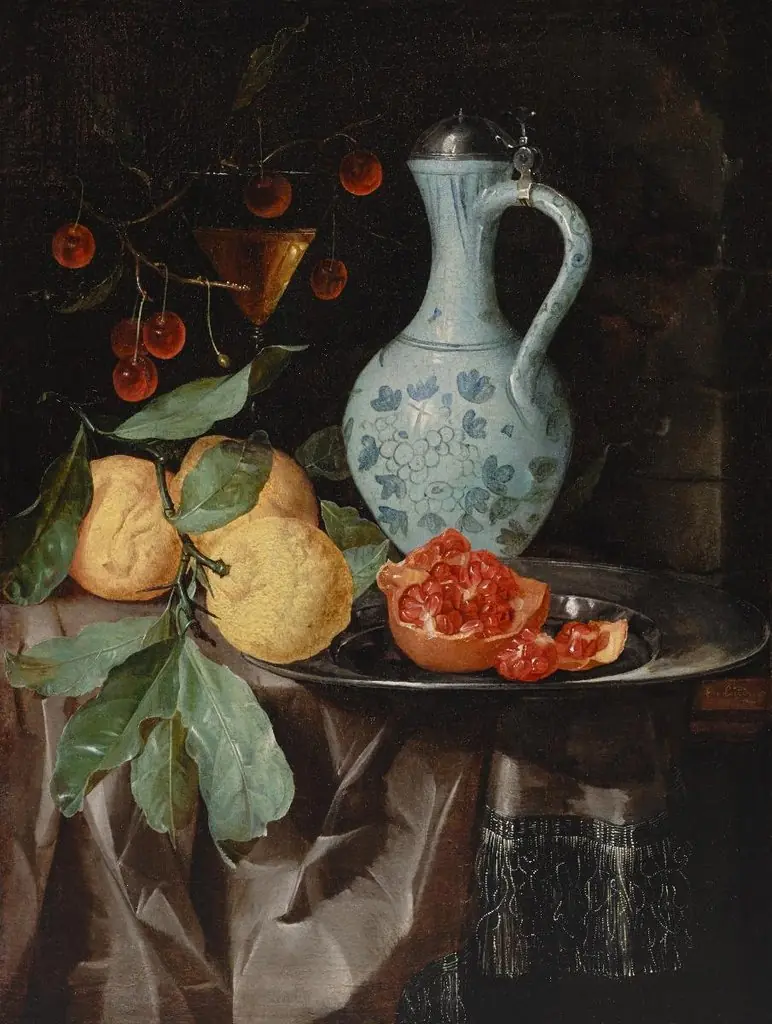 Stillleben mit Porzellankanne und Früchten, by Harmen Loeding