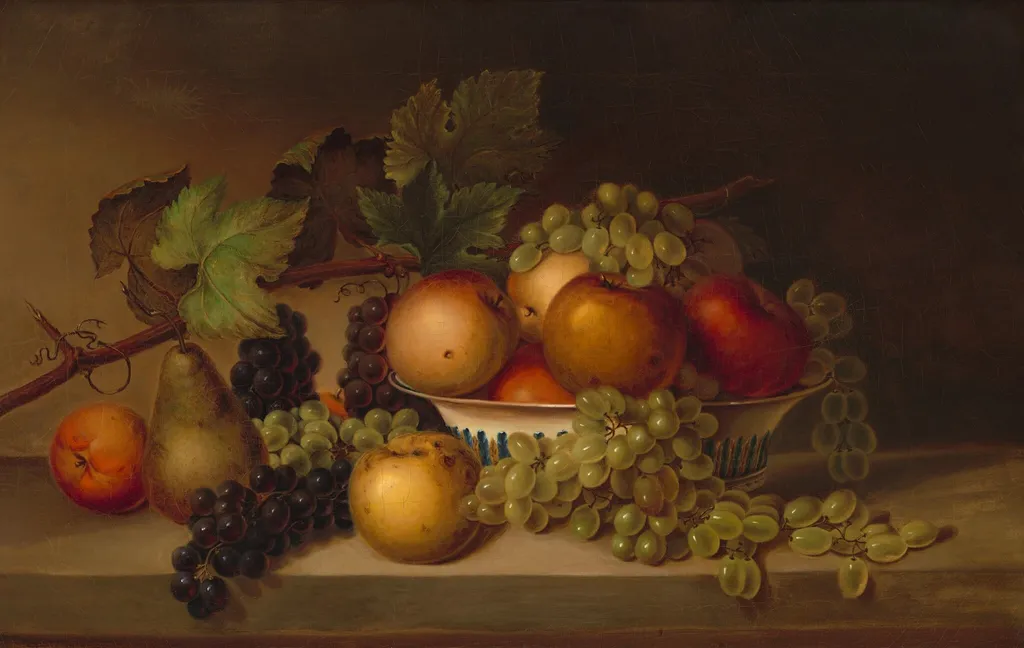 Fruit, by Harriet Cany Peale, oil, 1860