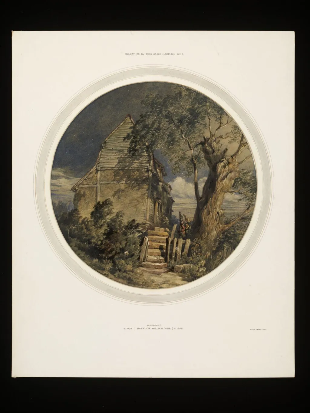 Moonlight, by Harrison William Weir, watercolor
