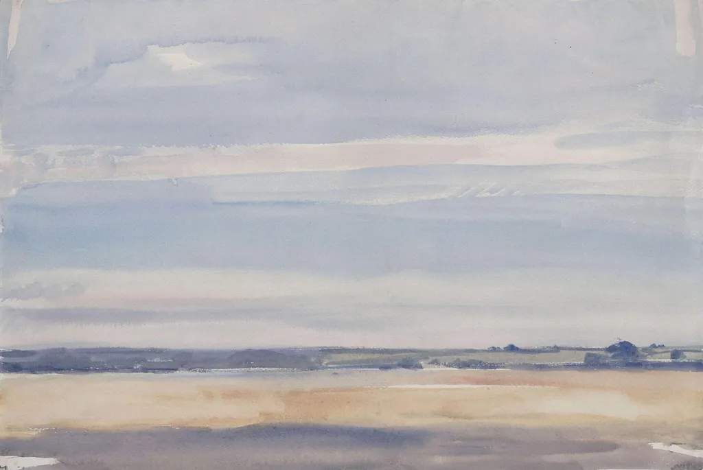 Suffolk Landscape, by Harry Becker, watercolor, 1885