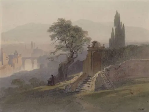 Tasso's Oak in the monastery garden of San Onofrio, Rome, by Harry Johnson