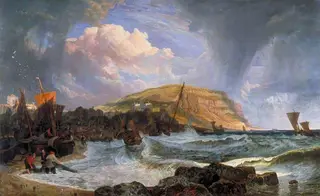 Hastings: Boats Making the Shore in a Breeze, by John James Chalon