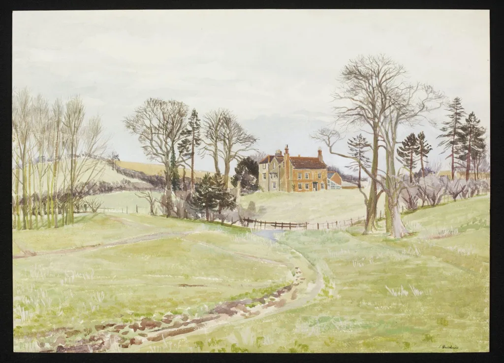 The Vicarage, Braughing, by Hawkins, watercolor