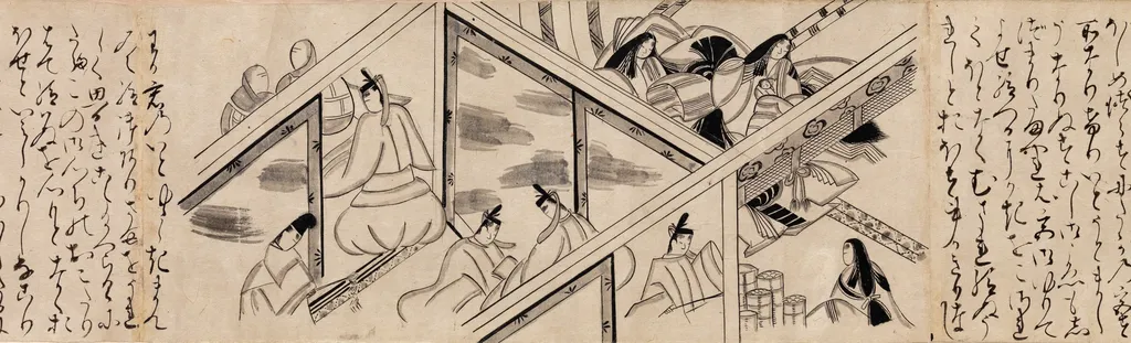 "Heartvine" ("Aoi") chapter from The Tale of Genji (Genji monogatari), unspecified, 1536