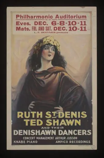Poster advertising Ruth St. Denis with Ted Shawn and the Denishawn Dancers, 1926, by Hegeman Print