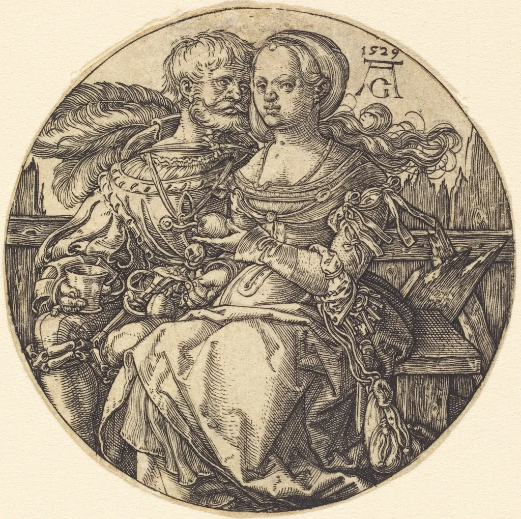 A Couple of Lovers Seated, by Heinrich Aldegrever, 1529