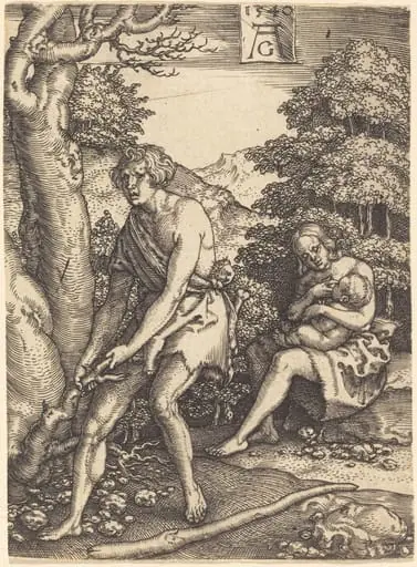 Adam and Eve at Work, by Heinrich Aldegrever