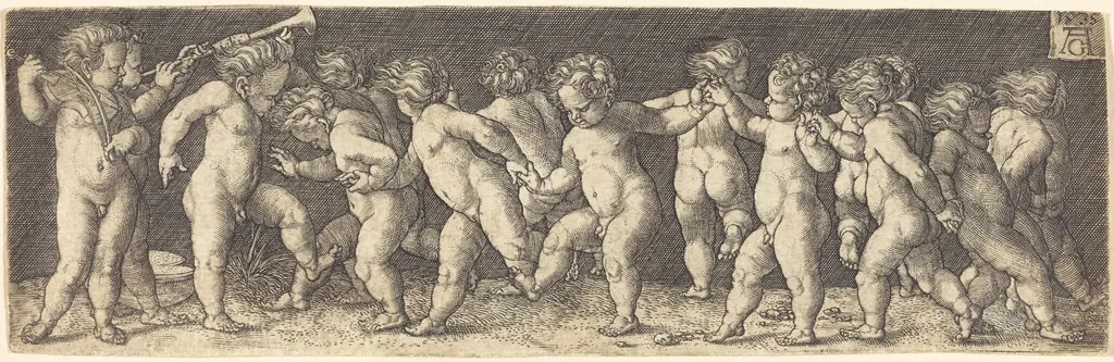 Dancing Children, by Heinrich Aldegrever, ink, 1535