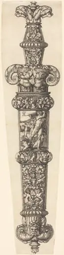 Design for a Dagger Sheath with Cain and Abel, by Heinrich Aldegrever