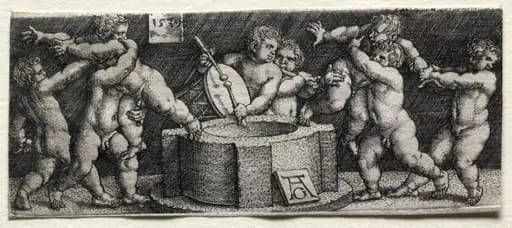 Eight Nude Children at a Well, by Heinrich Aldegrever