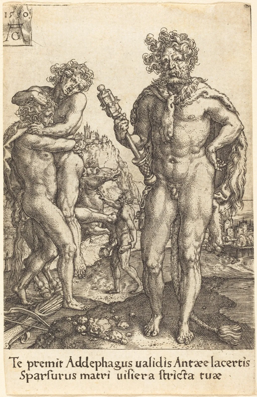 Hercules and Anthaeus, by Heinrich Aldegrever, 1550