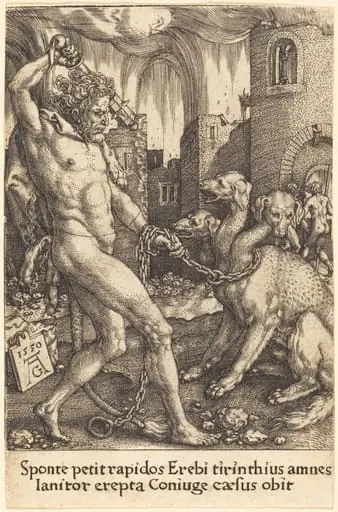 Hercules and Cerberus, by Heinrich Aldegrever