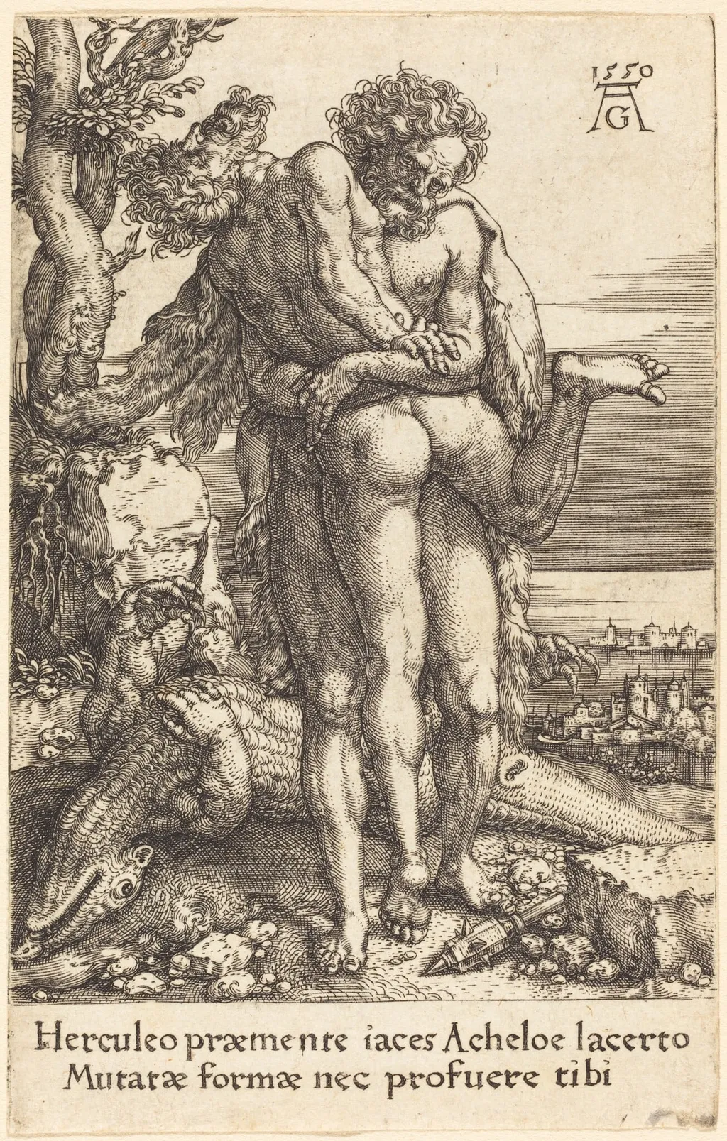 Hercules Fighting the Rivergod Achelus, by Heinrich Aldegrever, 1550