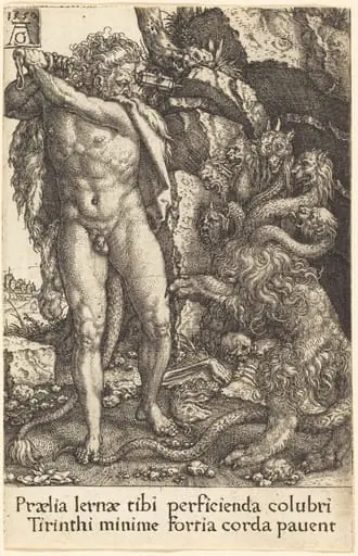 Hercules Fighting with the Hydra of Lernea, by Heinrich Aldegrever