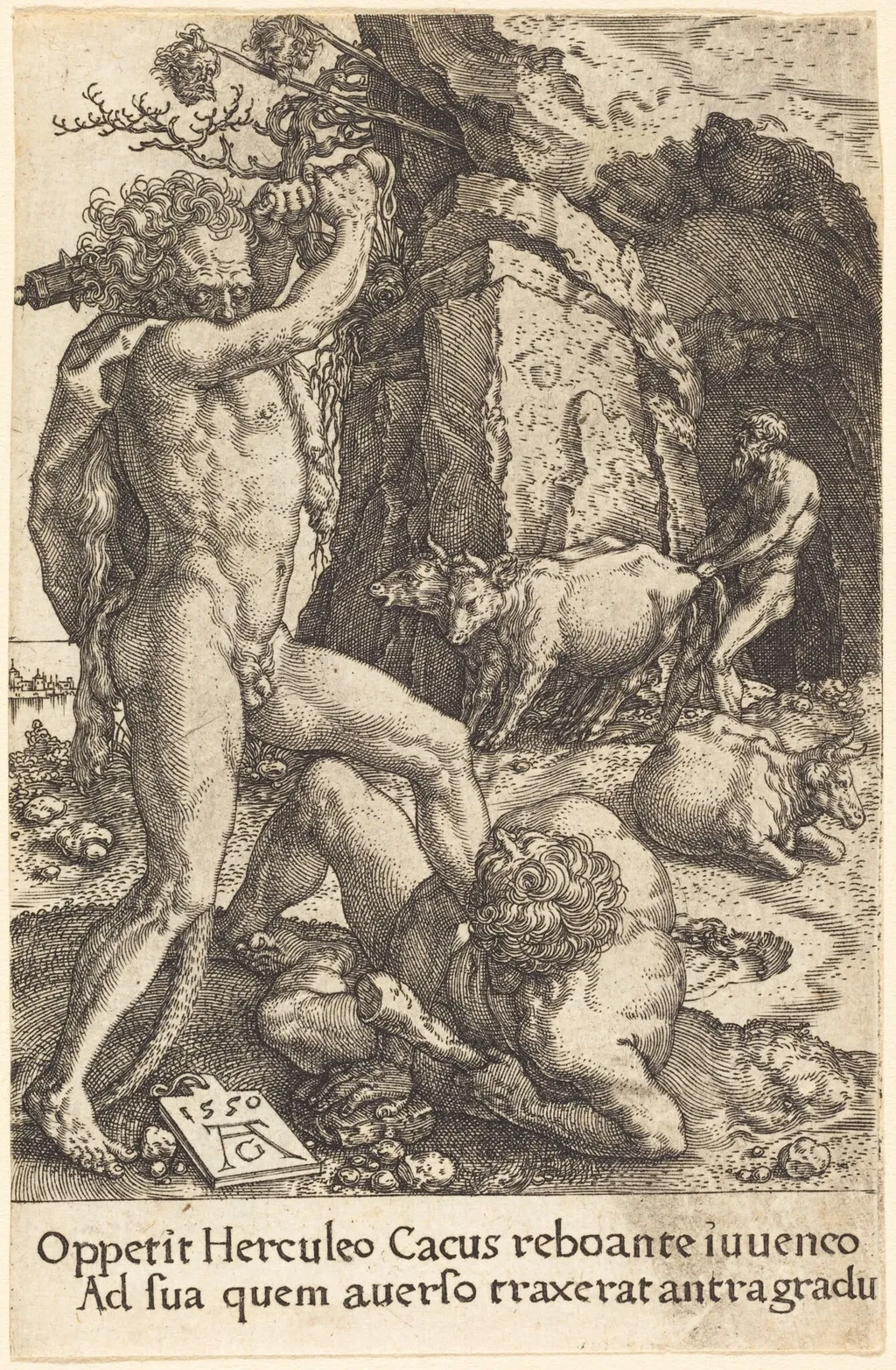 Hercules Killing Cacus, by Heinrich Aldegrever, 1550