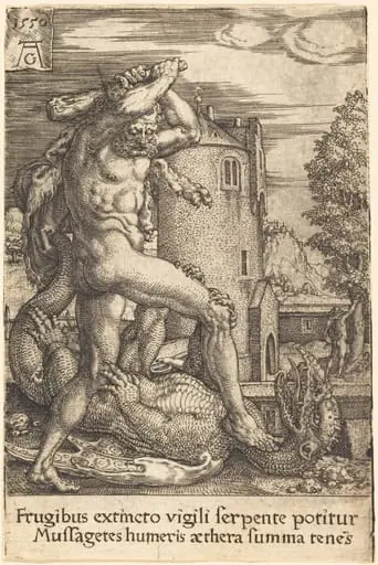 Hercules Slaying the Dragon, by Heinrich Aldegrever