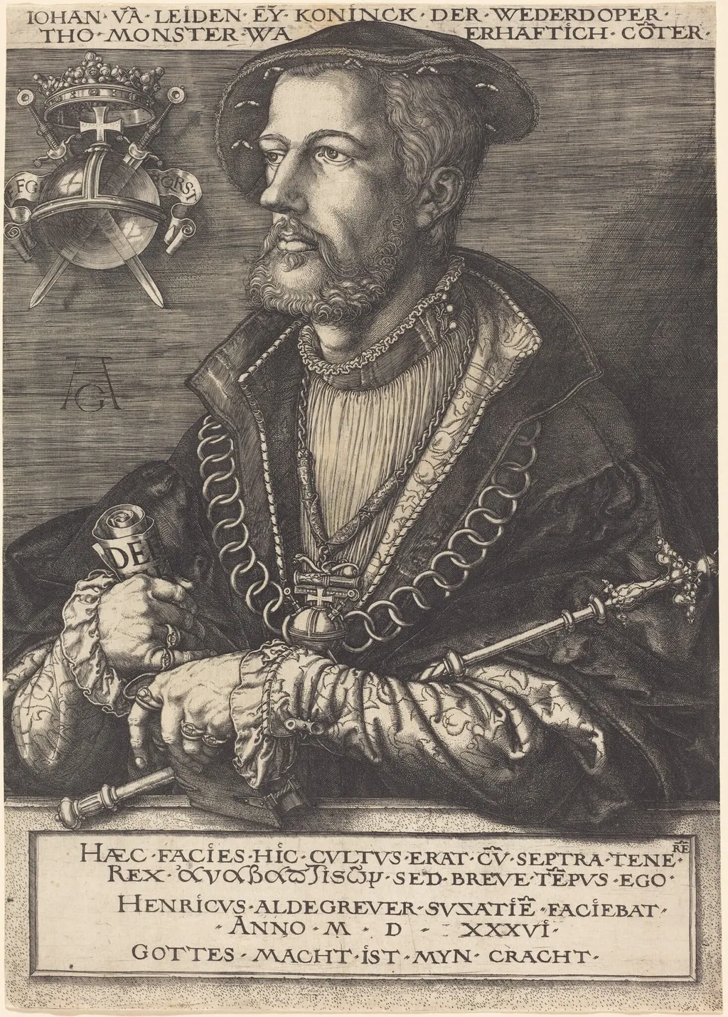 Jan van Leyden, by Heinrich Aldegrever, ink, 1532