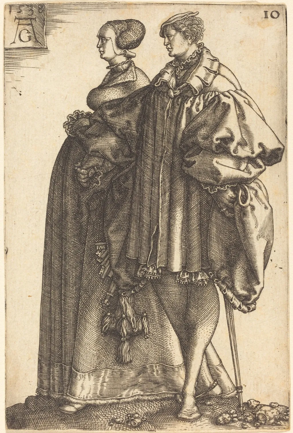 Large Wedding Dancers, by Heinrich Aldegrever, ink, 1538