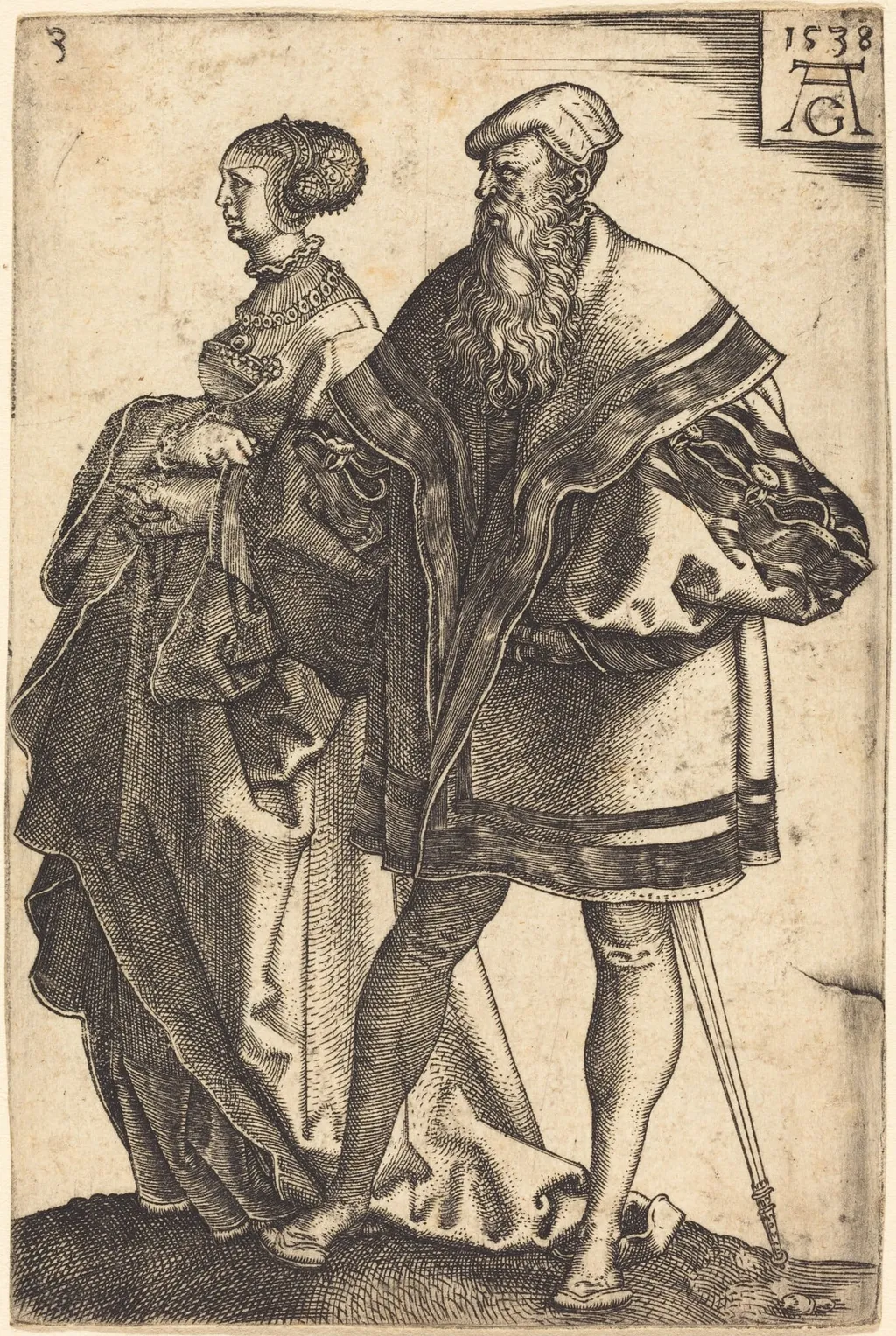 Large Wedding Dancers, by Heinrich Aldegrever, ink, 1538