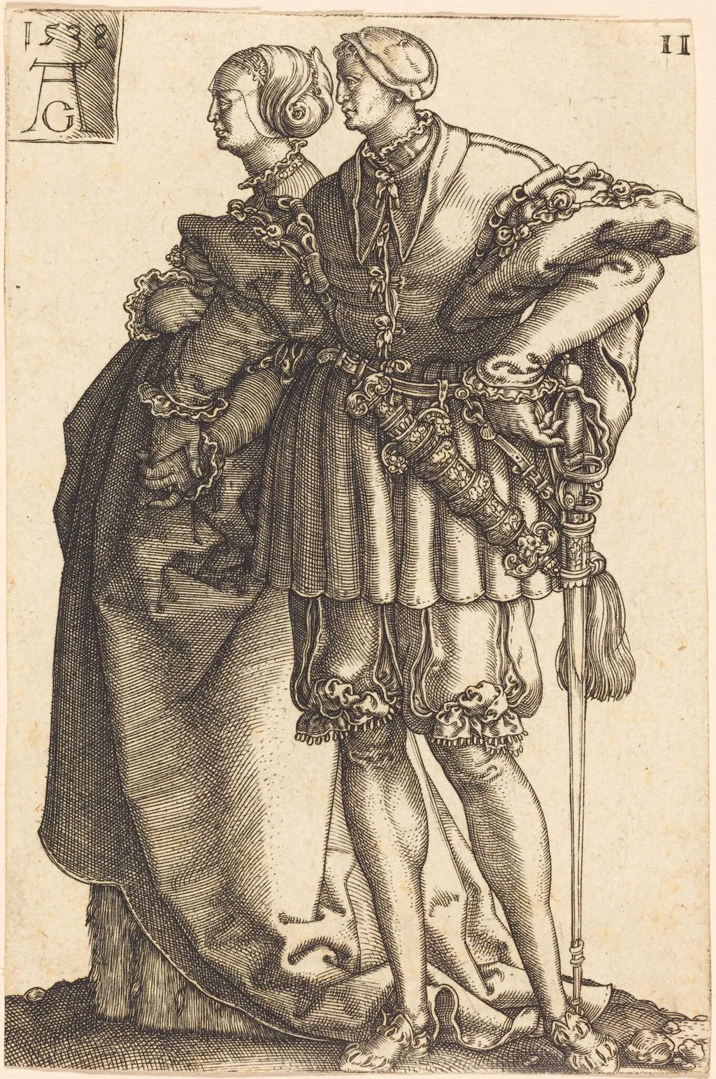 Large Wedding Dancers, by Heinrich Aldegrever, ink, 1538