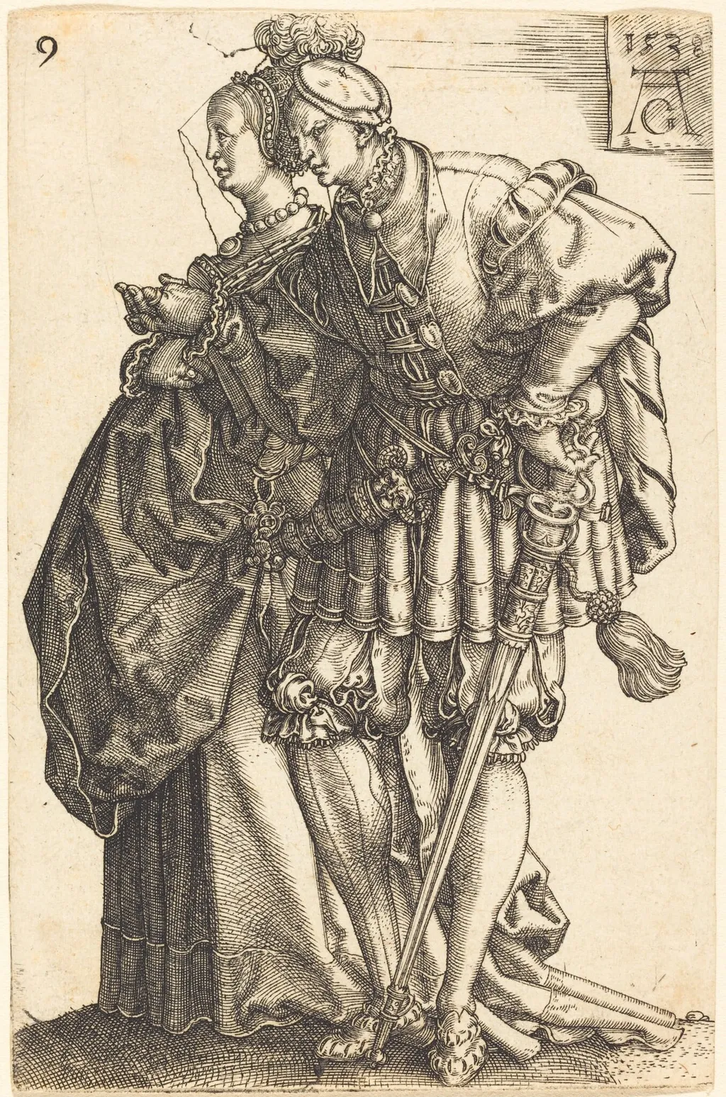 Large Wedding Dancers, by Heinrich Aldegrever, ink, 1538