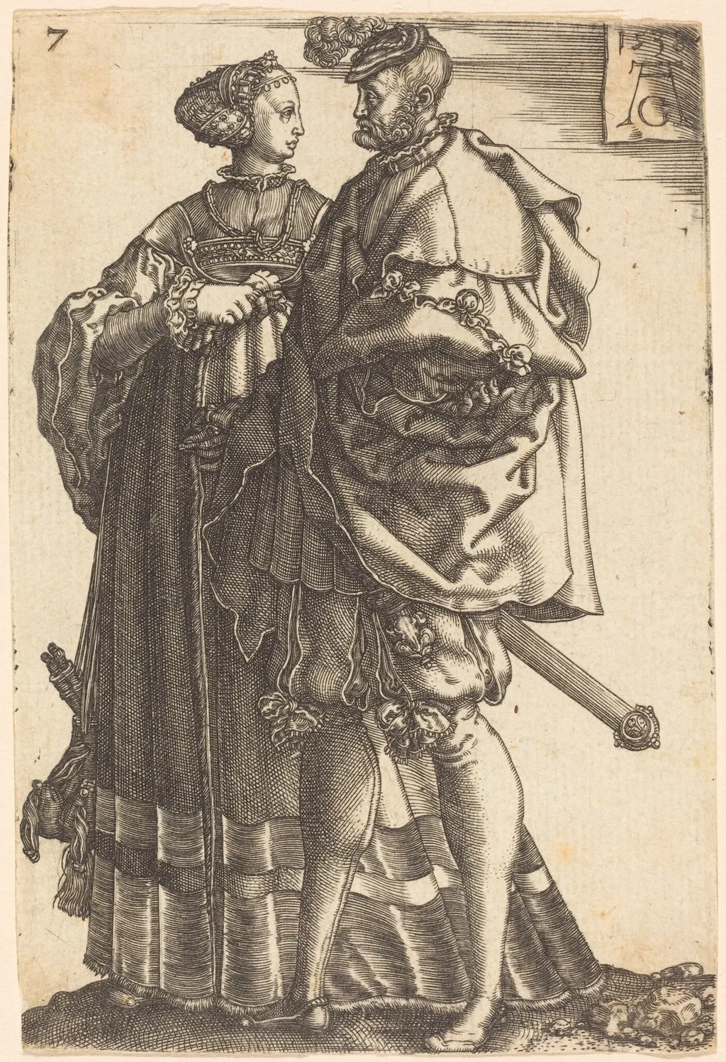 Large Wedding Dancers, by Heinrich Aldegrever, ink, 1538