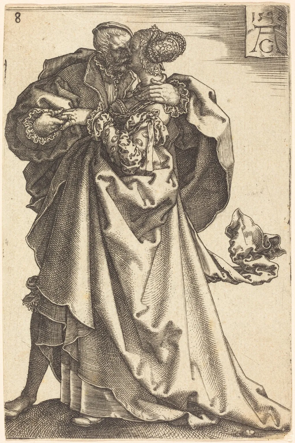 Large Wedding Dancers, by Heinrich Aldegrever, ink, 1538