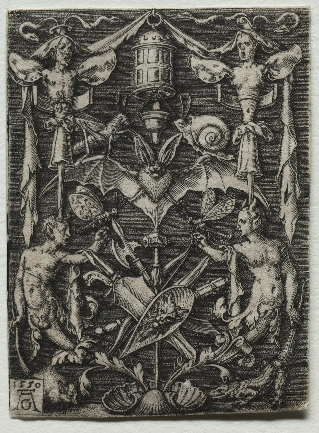 Ornament Design with a Bat in the Center, by Heinrich Aldegrever, 1550