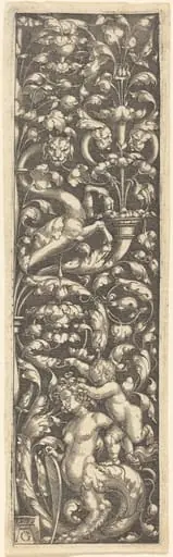 Ornament with a Child on the Back of a Sphinx, by Heinrich Aldegrever