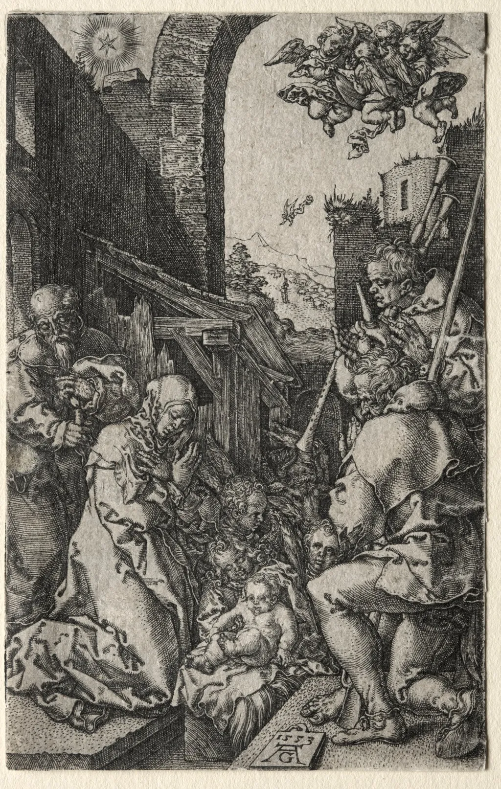 The Adoration of the Shepherds, by Heinrich Aldegrever, 1553