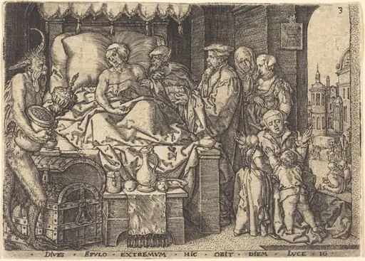 The Rich Man on His Death Bed, by Heinrich Aldegrever