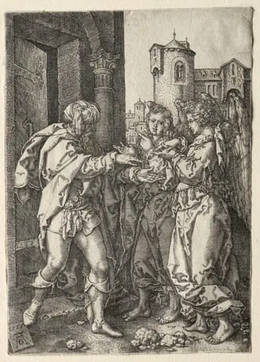 The Story of Lot:  Lot Welcomes the Angels, by Heinrich Aldegrever