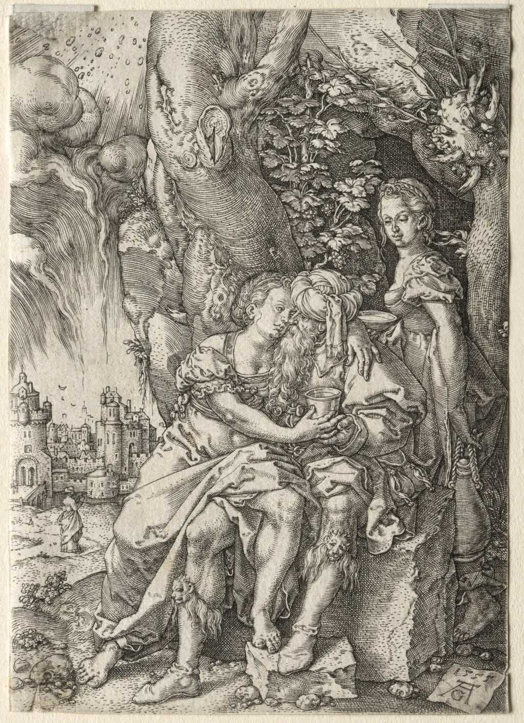 The Story of Lot: Lot with His Daughters, by Heinrich Aldegrever, 1555