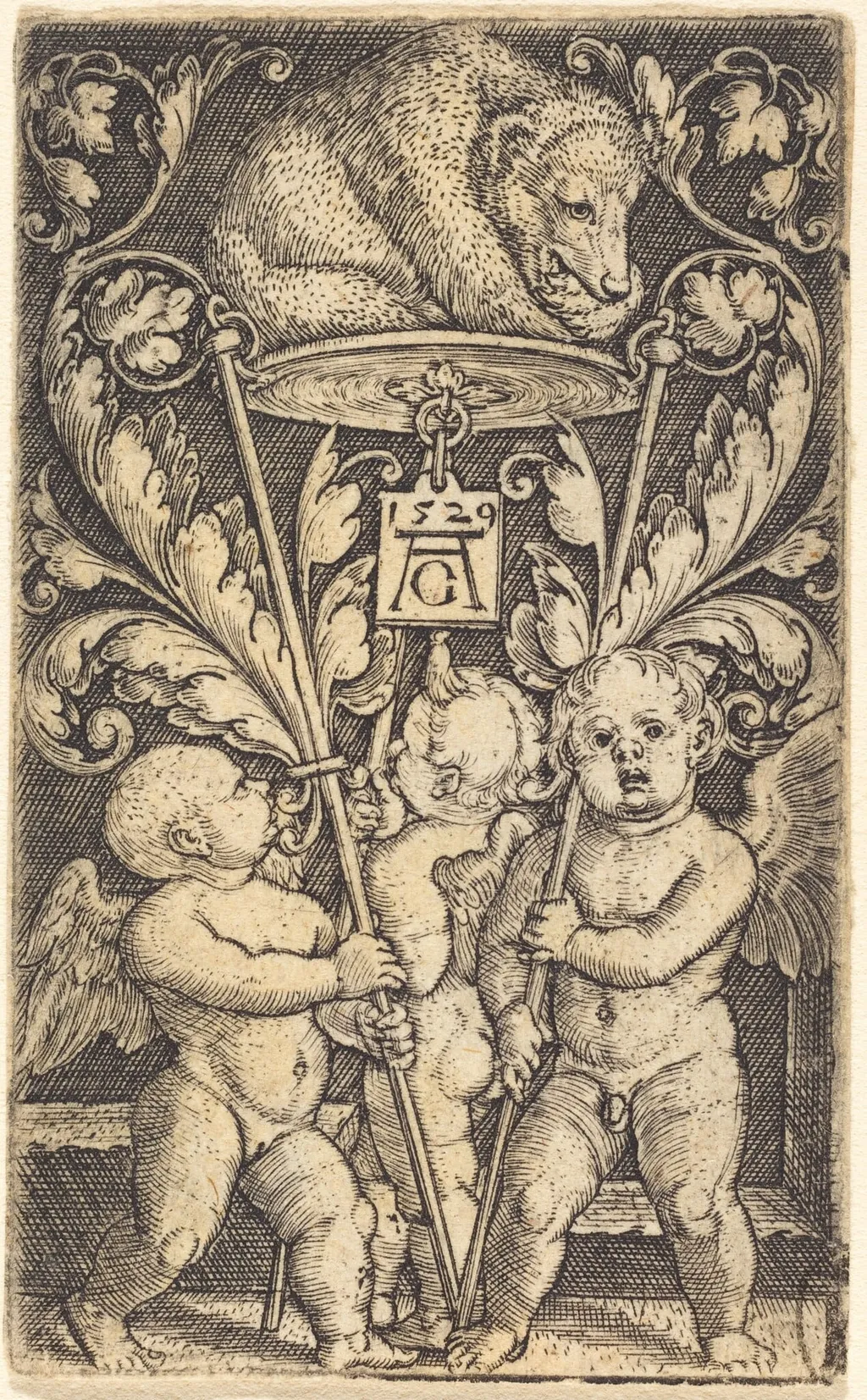 Three Cupids and a Bear, by Heinrich Aldegrever, 1529