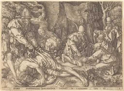 Traveler among Thieves, by Heinrich Aldegrever