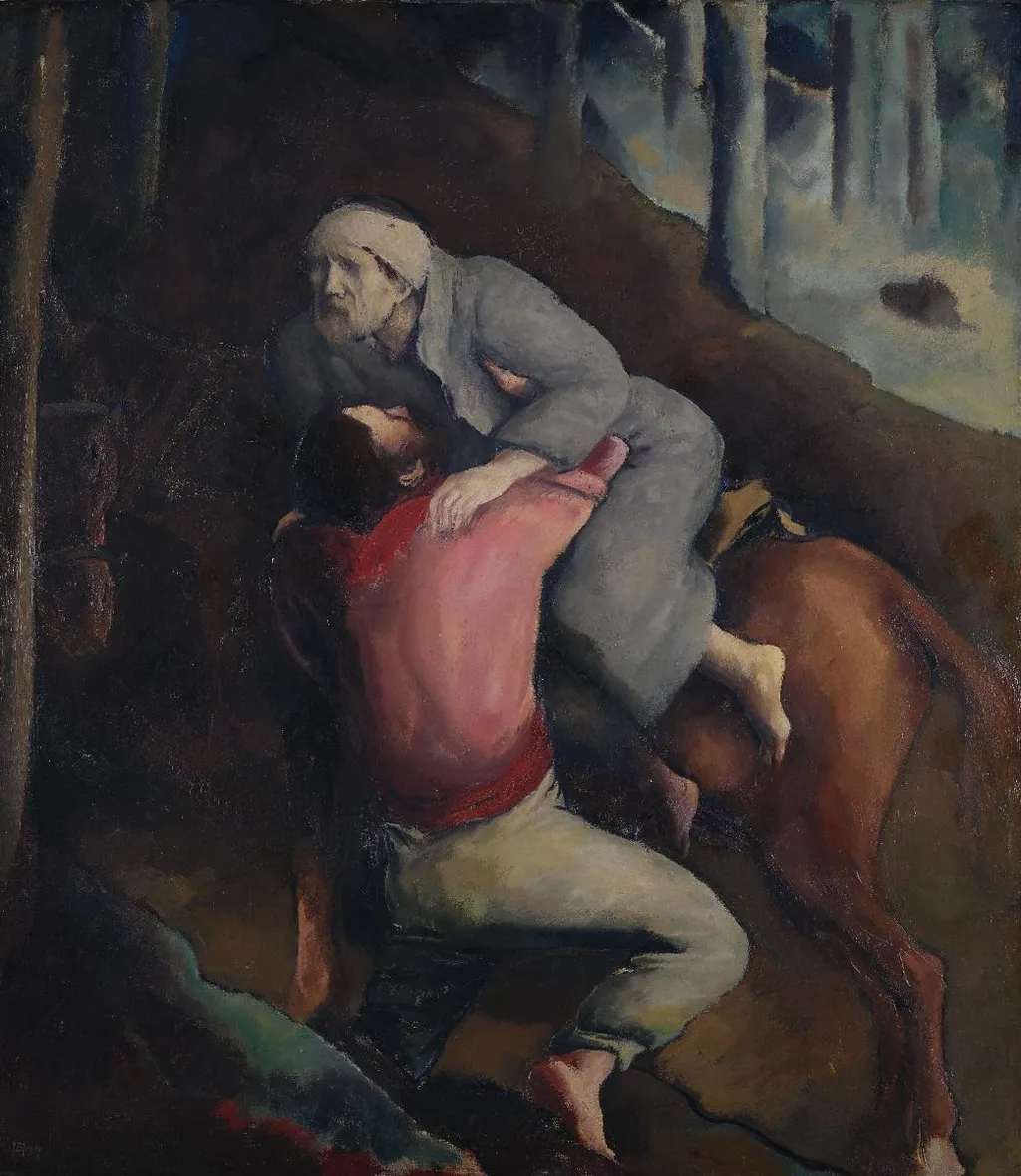 Der barmherzige Samariter. 2. Fassung, by Heinrich Altherr, oil, 1927