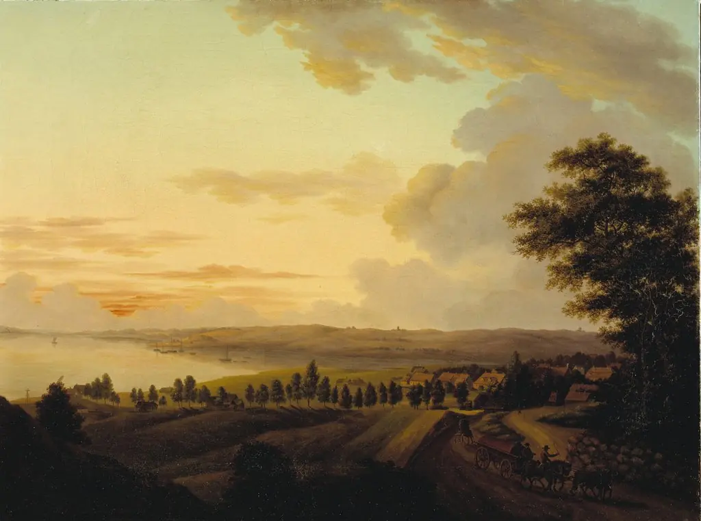 Sjællandsk landskab, aften, by Heinrich August Grosch