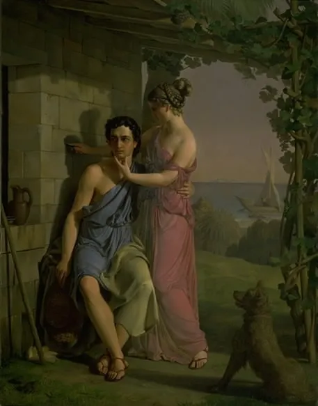 The Origin of Painting, by Heinrich Eddelien, oil, 1831