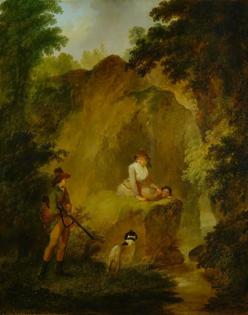 Der Künstler als Jäger mit Gattin und Schwägerin am Sihlsprung, by Heinrich Freudweiler