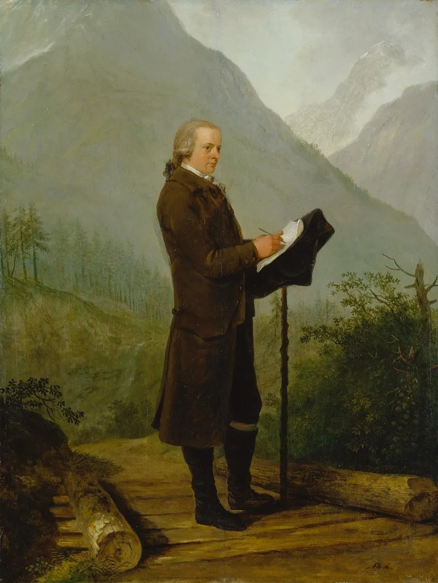 Ludwig Hess im Gebirge zeichnend, by Heinrich Freudweiler, oil